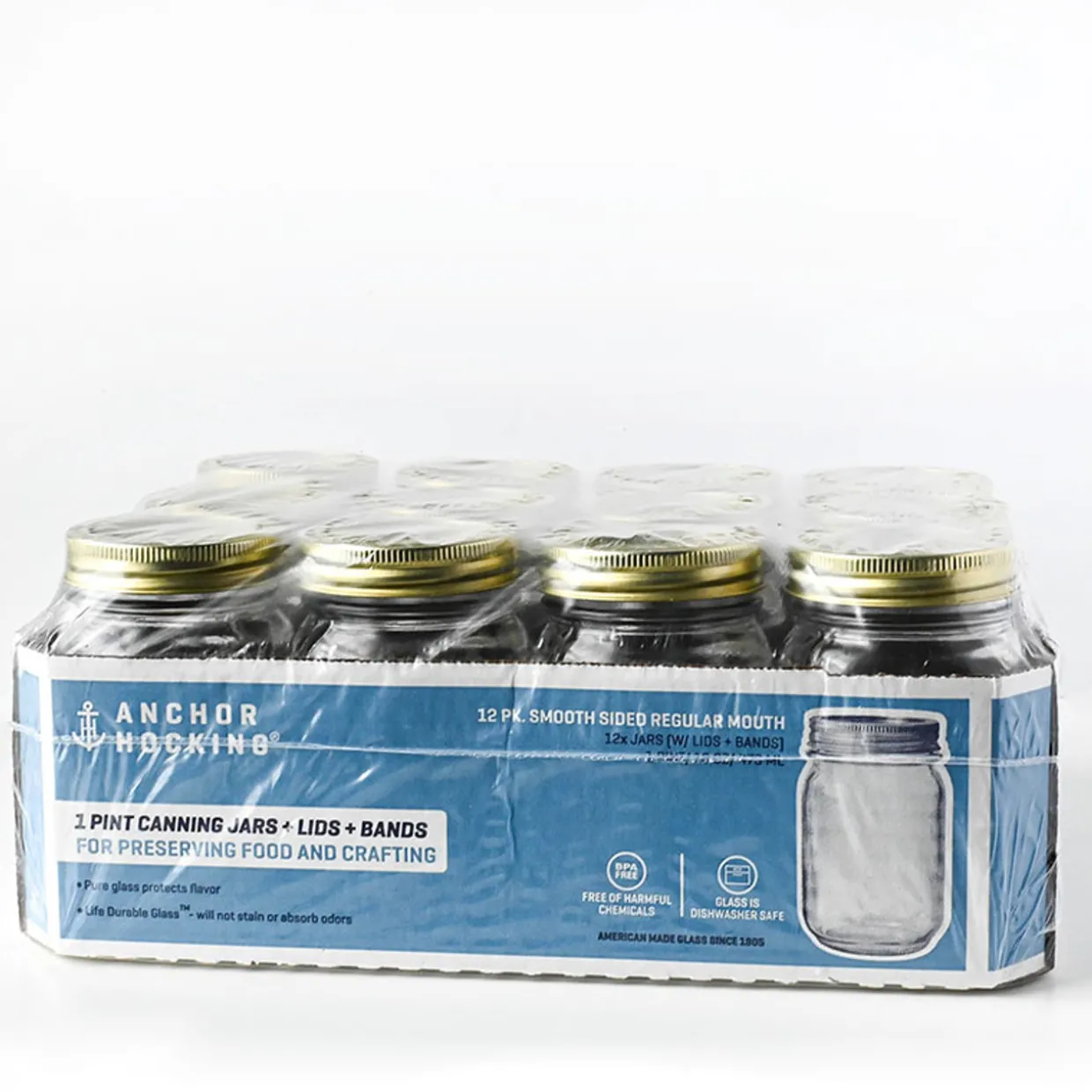 16 Oz Anchor Canning Jar With 2 Piece Lid | 12 Pack