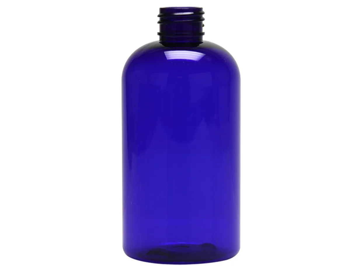 8 Oz Blue PET Boston Round 24-410 | 36 Pack