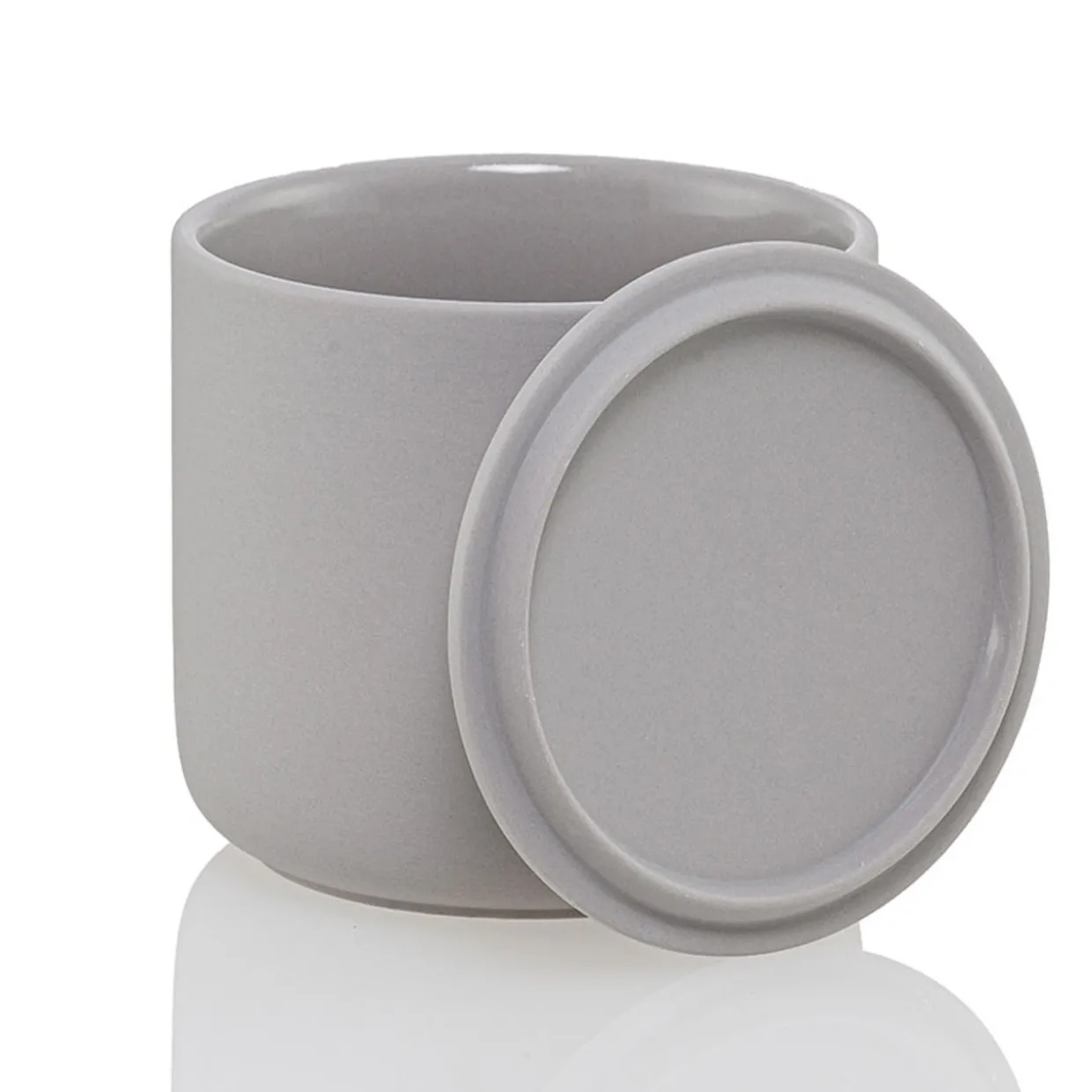 13.5 Oz Gray Jar Store Ceramic Candle Jar With Lid | 16 Pack