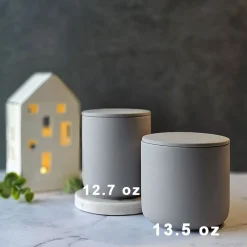 13.5 Oz Gray Jar Store Ceramic Candle Jar With Lid | 16 Pack