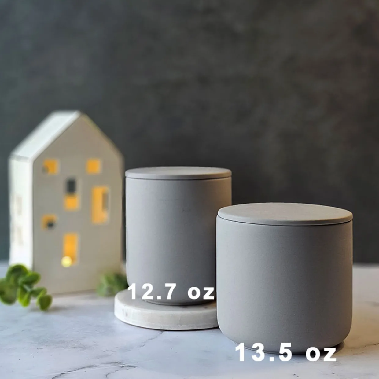 13.5 Oz Gray Jar Store Ceramic Candle Jar With Lid | 16 Pack