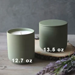 12.7 Oz Olive Green Jar Store Ceramic Candle Jar With Lid | 16 Pack