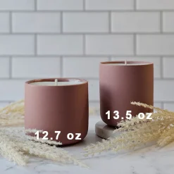 13.5 Oz Rose Pink Jar Store Ceramic Candle Jar With Lid | 16 Pack