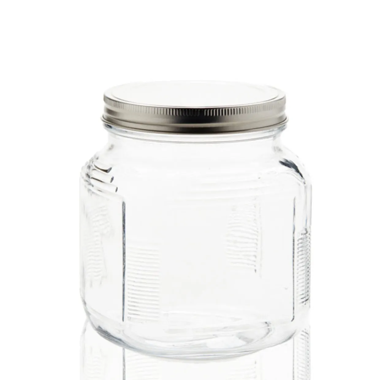 1 Quart Anchor Cracker Jar With Brushed Metal Cover | 4 Pack
