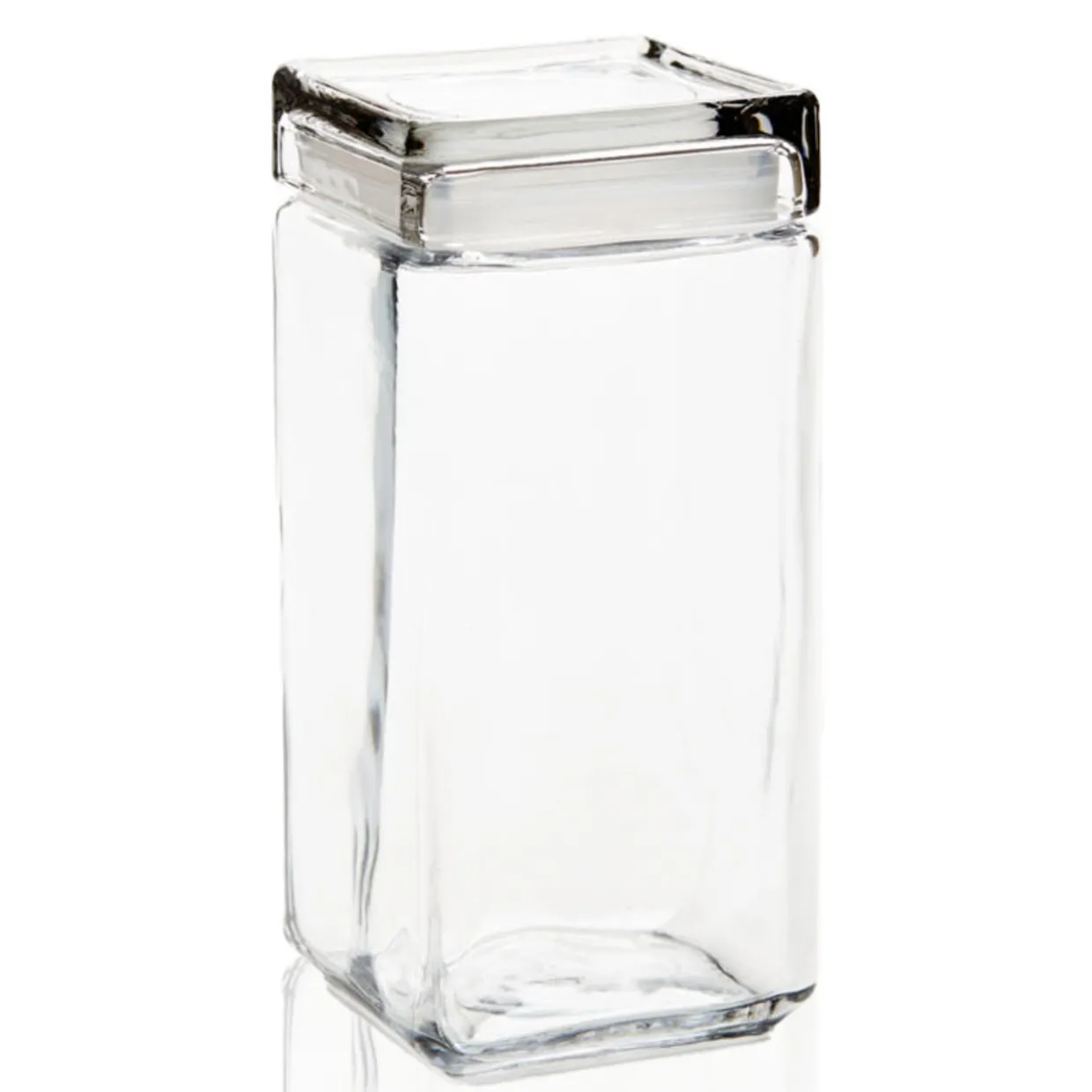 2 Quart Anchor Square Jar With Glass Lid | 4 Pack